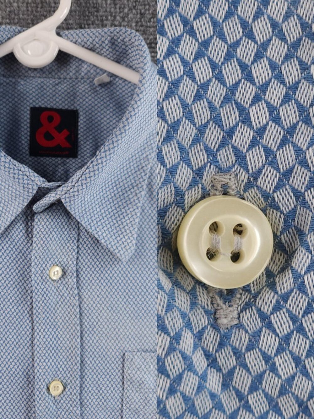 & By Dolce & Gabbana Button Up Shirt Men Blue Italy Size 52 Woven Geometric